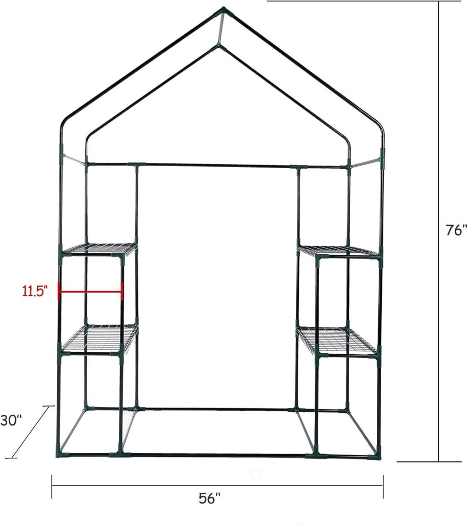 Small Greenhouse for Outdoors, Mini Walk in Greenhouse, Portable Greenhouse with Roll-up Zipper Entry Door and Anchors for Stability(4.7L×2.5W×6.3H Ft)