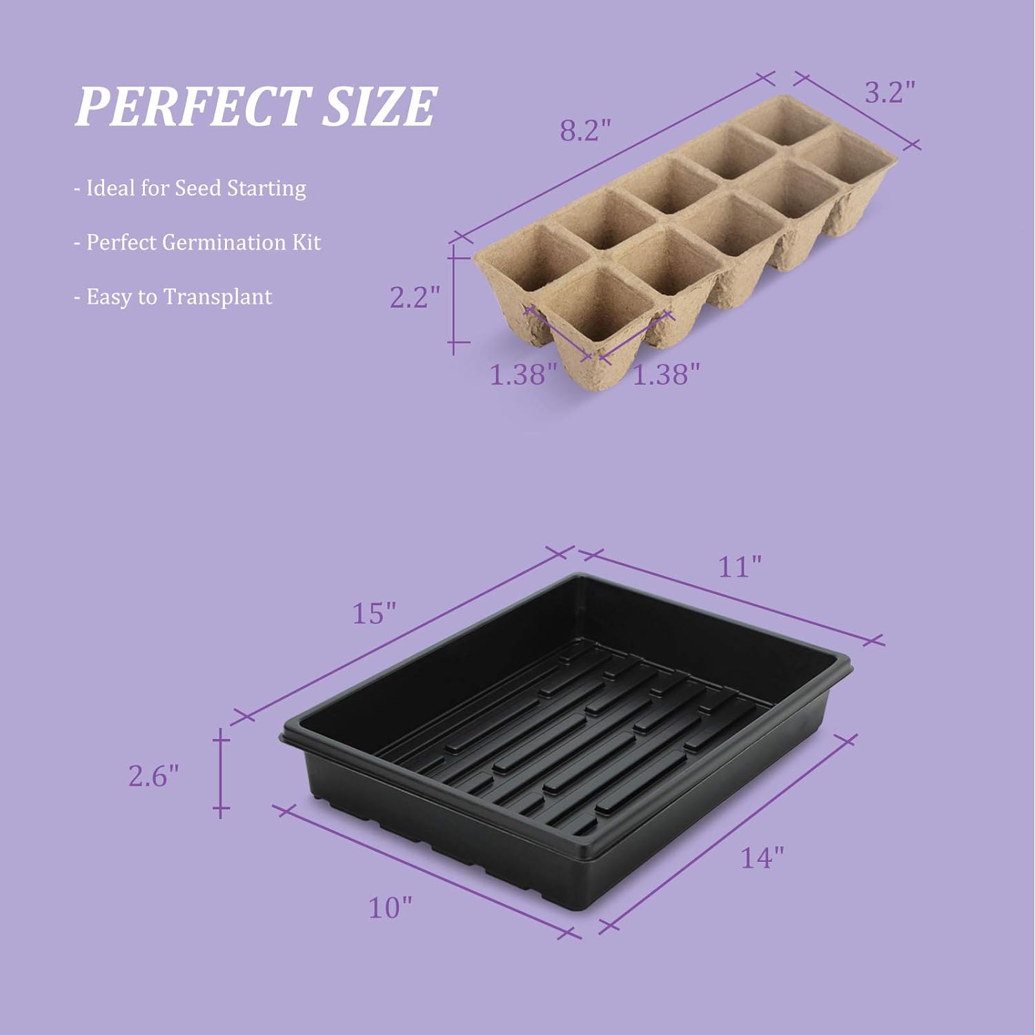 CEED4U Seed Starter Kit, 150 Cells Peat Pot Trays, 15x11 Inches Growing Trays, 15 Packs Plant Labels, Plant Cultivation Set for Gardeners, Classrooms, Greenhouse, DIY Projects