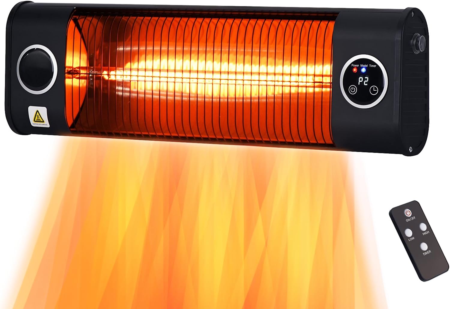 Electric Patio Heater, Mountman 1500 Watts Electric Outdoor Heater with Remote Control, 1-9 Hours, 2 Modes Infrared Heater Wall-Mounted for Patio Garage