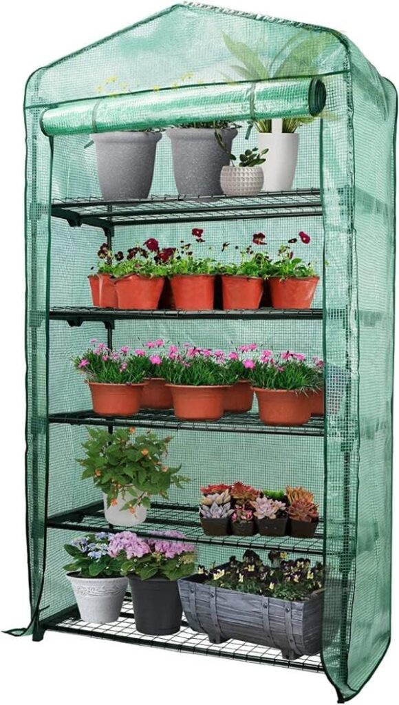 Indoor Mini Portable Greenhouse, Patio Greenhouse, Plant Greenhouse, Garden Greenhouse, Portable Greenhouse, Greenhouse Backyard, Outdoor Greenhouse, Outside Plant Shelf, 5-Tier Shelf Garden Greenhouses Outdoor for Backyard with Transparent PE Cover, 75 H x 40 L x 19 W