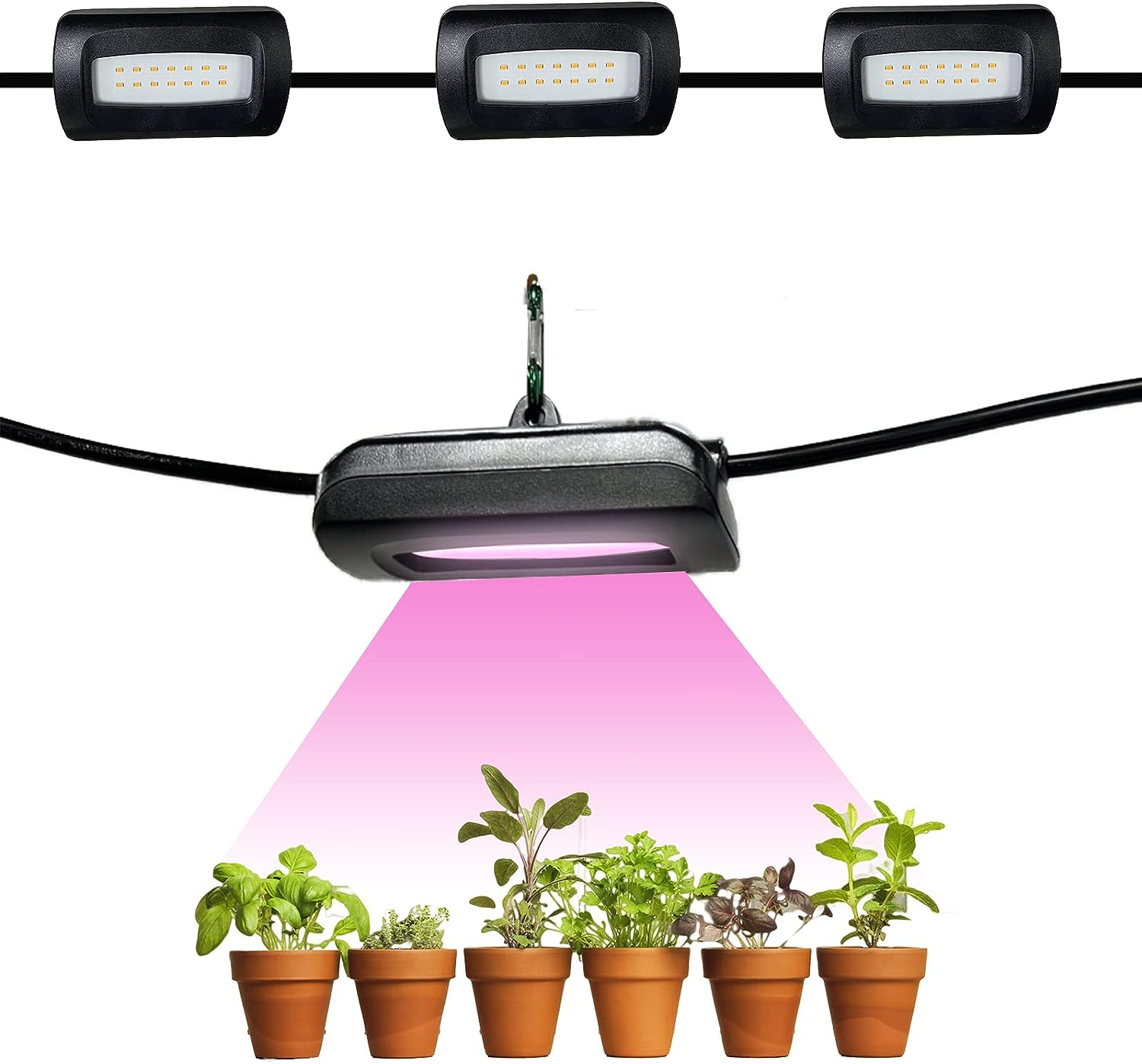 Owleye 12FT Outdoor Grow Lights Waterproof LED Plant Light for Greenhouse  Shady Areas, Full Spectrum Greenhouse Lighting for Seedling, Vegetables (3-Bulbs)