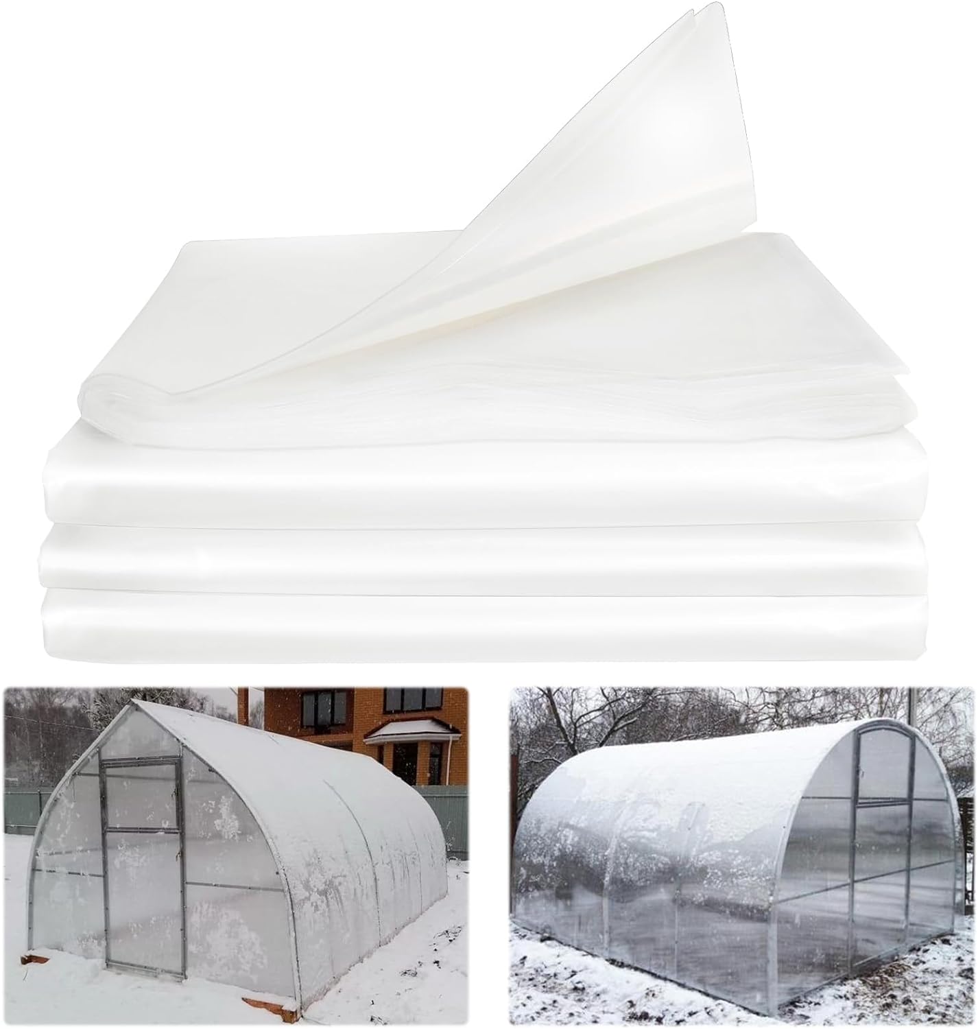 RGQSUN 10x26 FT Clear Greenhouse Film Plastic Sheeting 6 mil Winter Hoop House Plastic Covering,Plant Covers Freeze Protection Blanket for Greenhouse Plants Windproof Frost Dust Proof