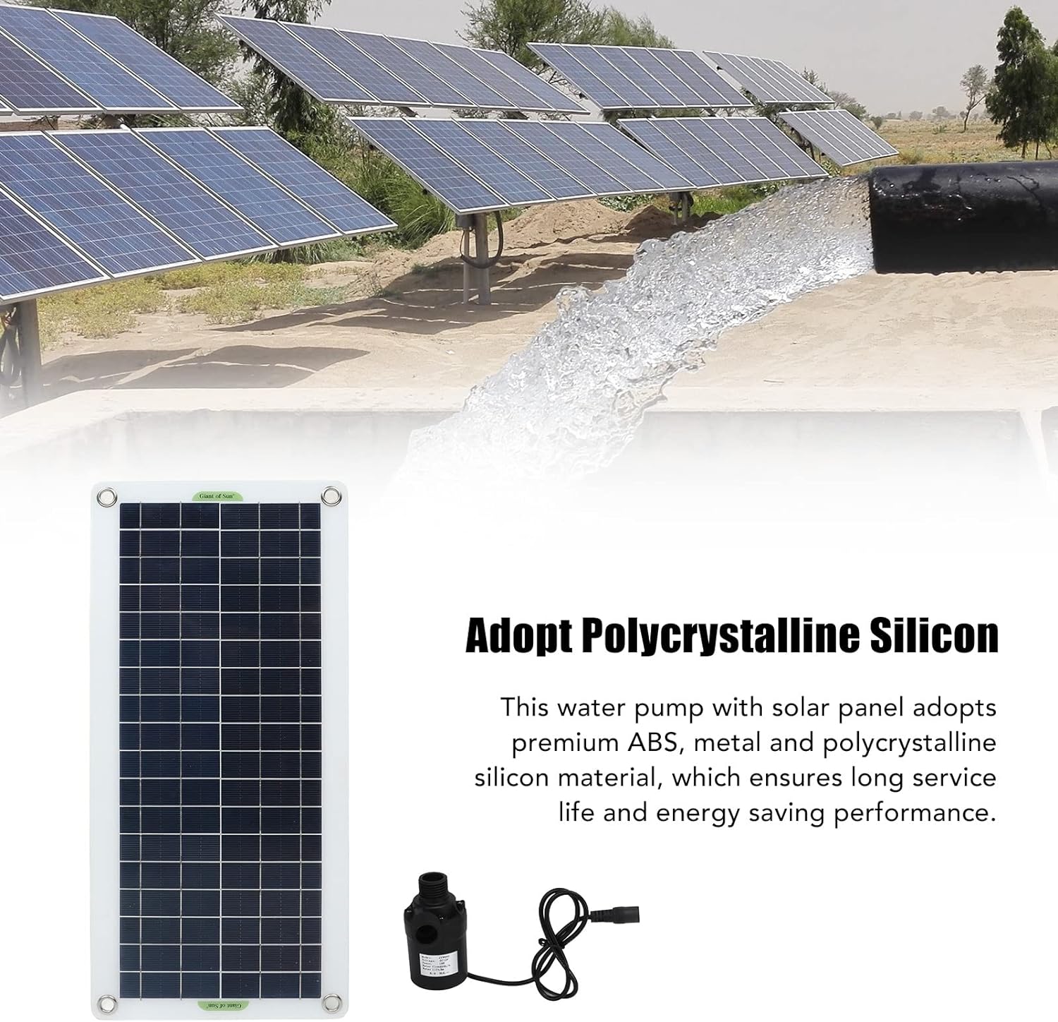 Aramox Solar Water Pump Kit, Solar Water Pump Kit 30W Polycrystalline Silicon 800L Per Hour Solar Power Water Pump for RV Greenhouse Camping