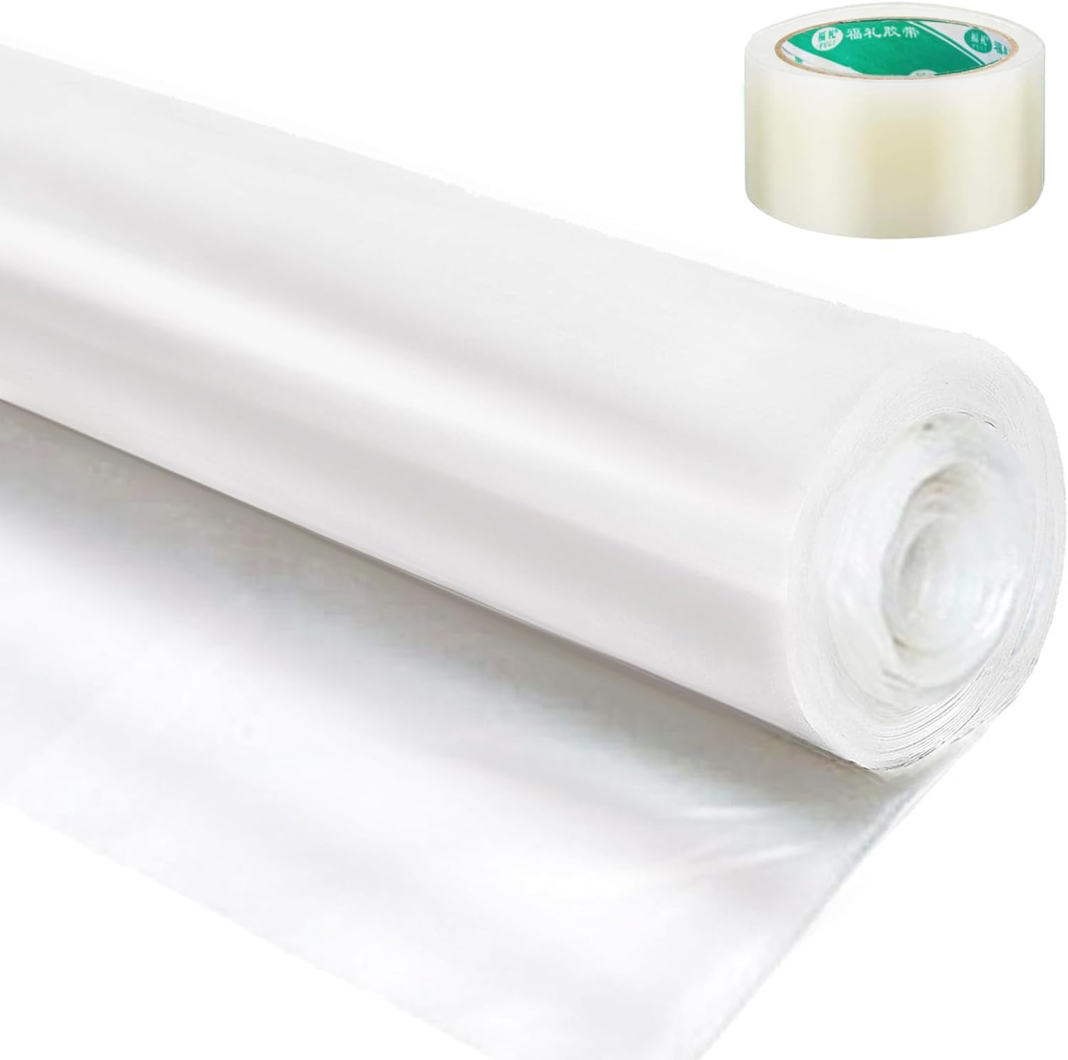 Kiouposy 12 x 25 ft Greenhouse Film  Repair Tape, 6 mil Clear Greenhouse Cover, UV Resistant Covering Plastic Sheeting Hoop Anti-drip House Plastic Polyethylene Cover
