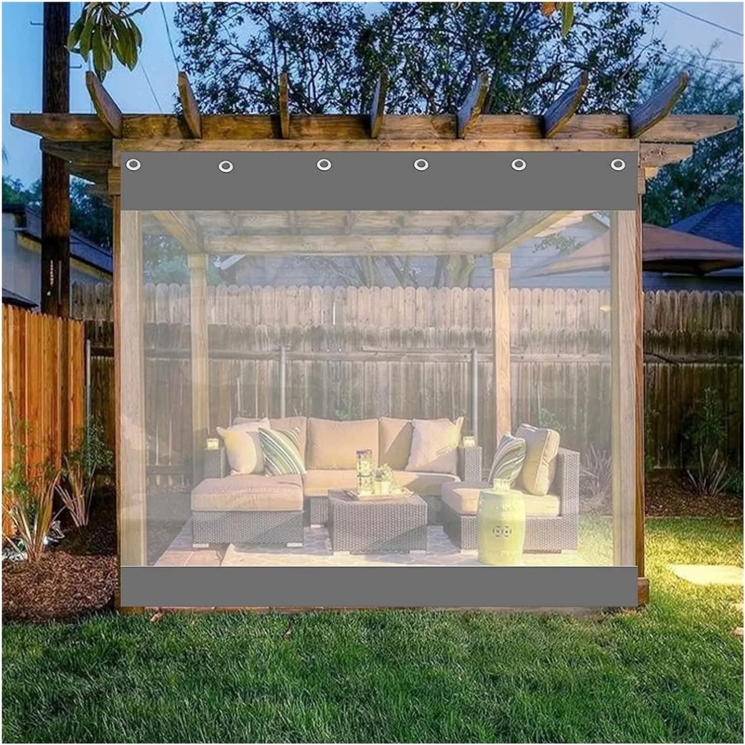 Clear Tarps Panel Waterproof Tarpaulin Sheet Outdoor Curtain Drapes UV Weather Resistant PVC Curtains for Patios, Porch, Screen Rooms, Gazebos，Customizable (Color : Gray, Size : 11.48x8.2ft/3.5x2.5m