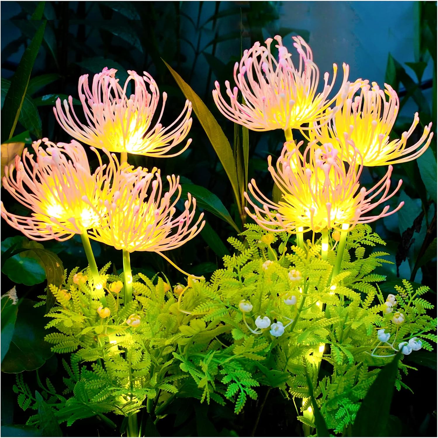 DooYard Solar Garden Lights, Solar Flowers Lights with Glowing Flowers  Stems, Upgraded Solar Panel, Solar Lights Outdoor for Garden Decoration,Yard Decor and Gift for Mother (2 Pack)
