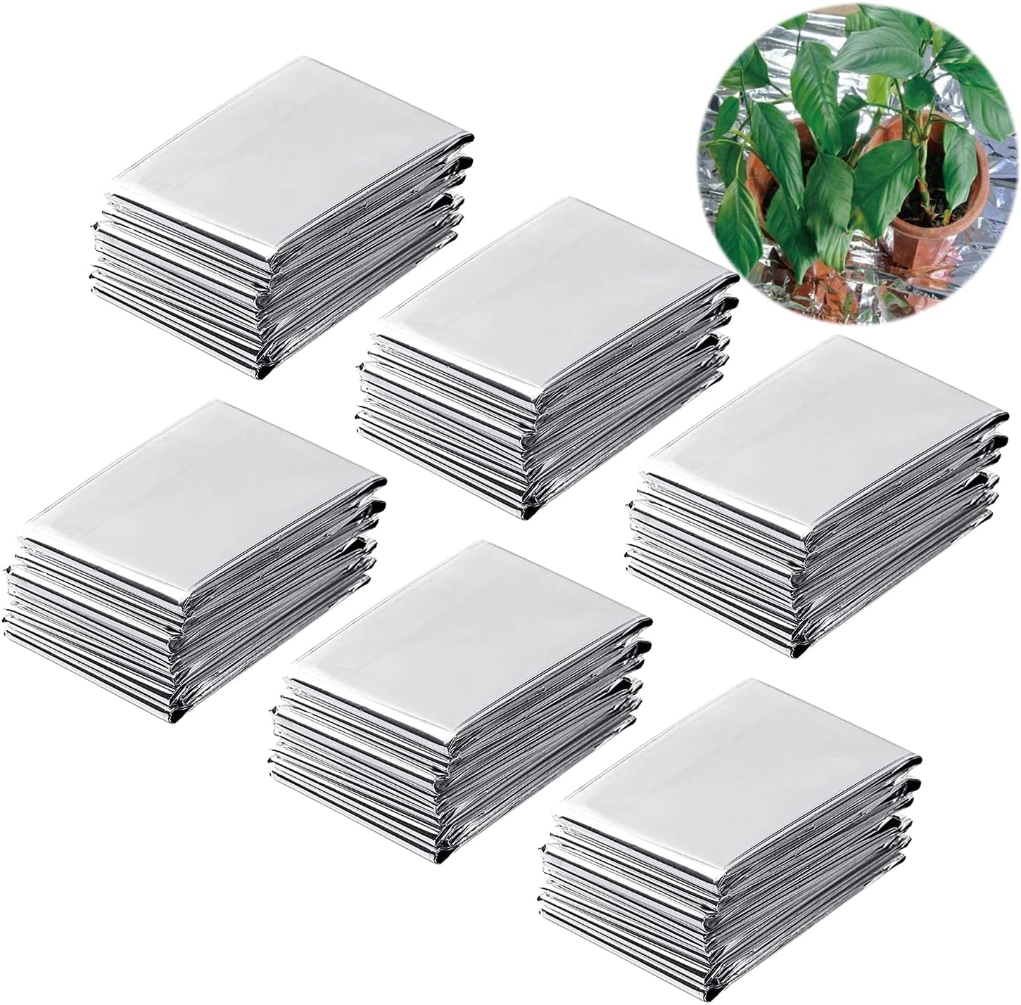 NAVAdeal 6 Pack Silver Highly Reflective Mylar Films, 82x 47Inch, Metallized Foil Covering Sheet, Garden Greenhouse Farming, Increase Plant Growth Save Power, Reduce Uneven Heat Environment Safe