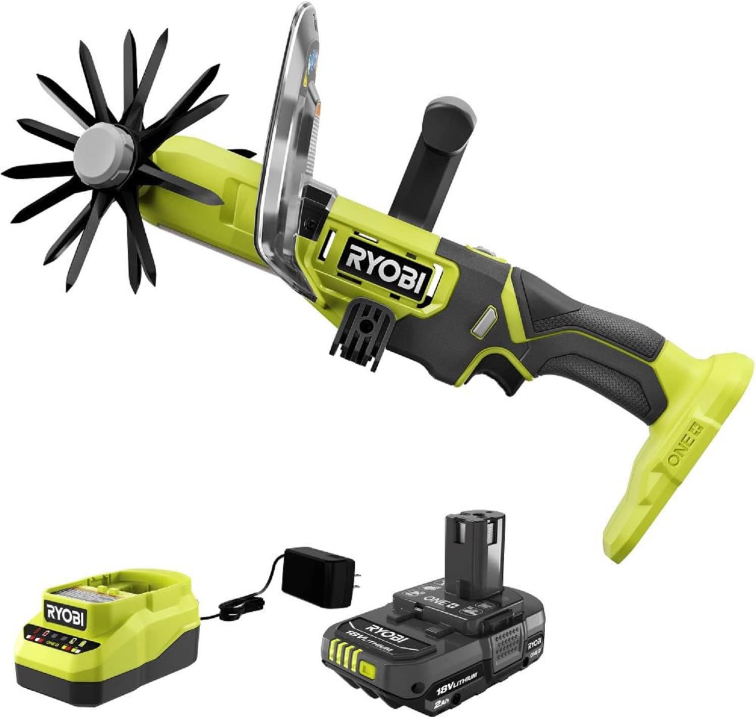 RYOBI ONE+ 18V Cordless Compact Battery Cultivator with 2.0 Ah Battery and Charger
